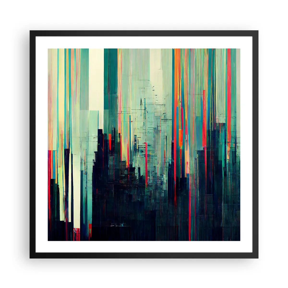 Poster in cornice nera - Città futuristica - 60x60 cm