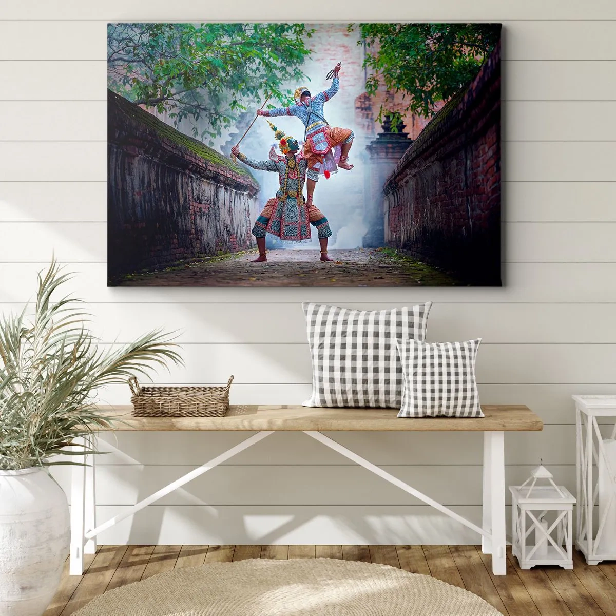 Quadro su tela - Stampe su Tela - Danza tradizionale in un ambiente storico con un muro e alberi - 120x80cm - Danza terribilmente bella - Decorazione murale moderna per soggiorno e camera da letto ARTTOR