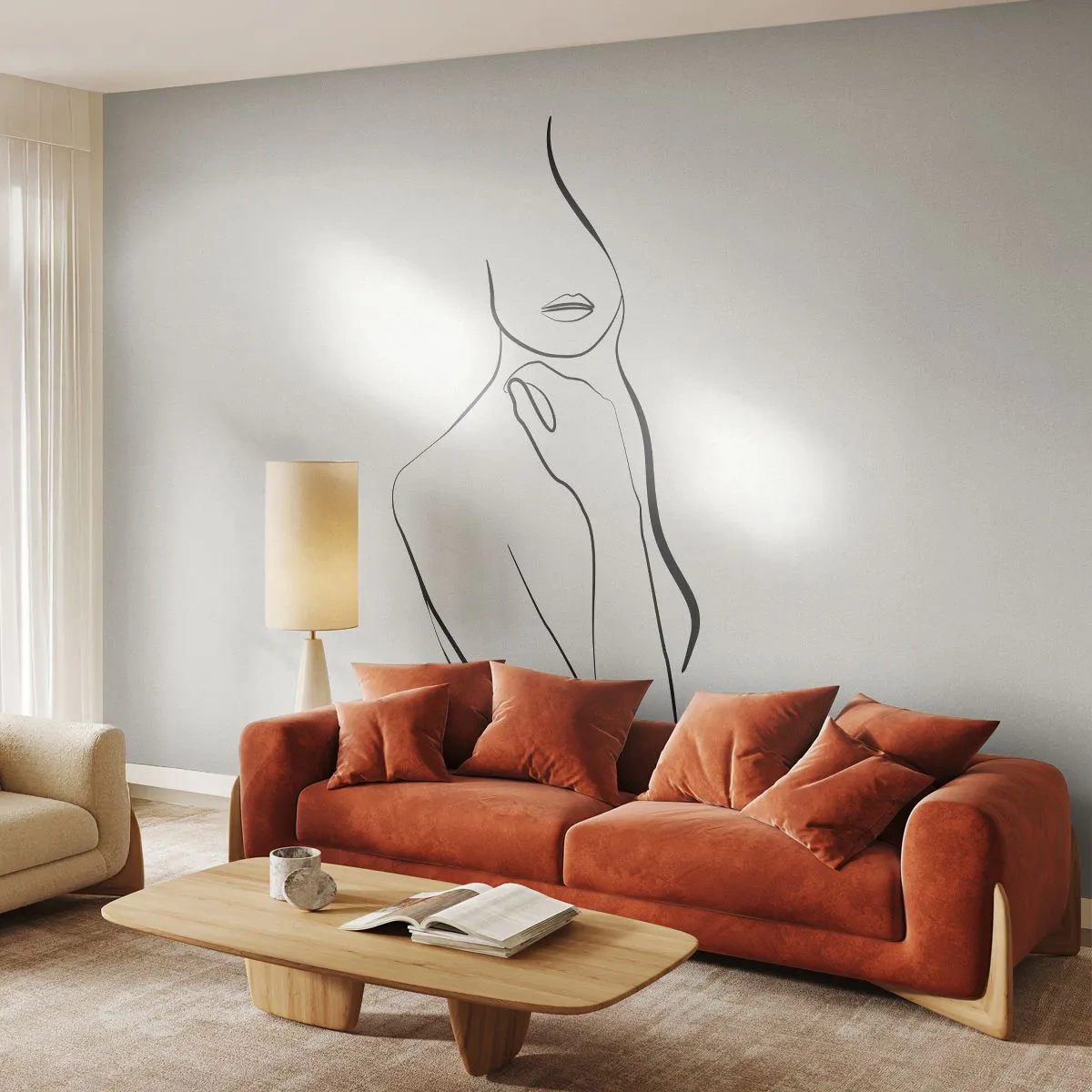 Fotomurali Autoadesivo Deluxe Sticker - Onda di malinconia - Astrazione, Corpo della donna, Grafica - 250x175 cm