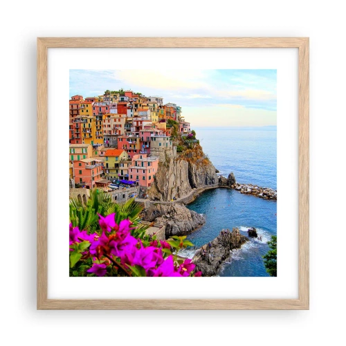 Poster in cornice rovere chiaro - La città che ride - 40x40 cm
