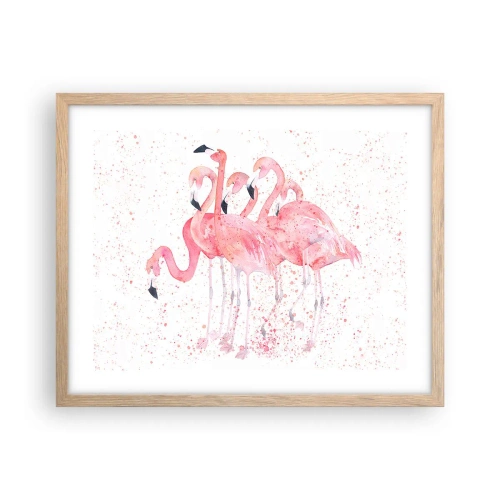 Poster in cornice rovere chiaro - Gruppo in rosa - 50x40 cm