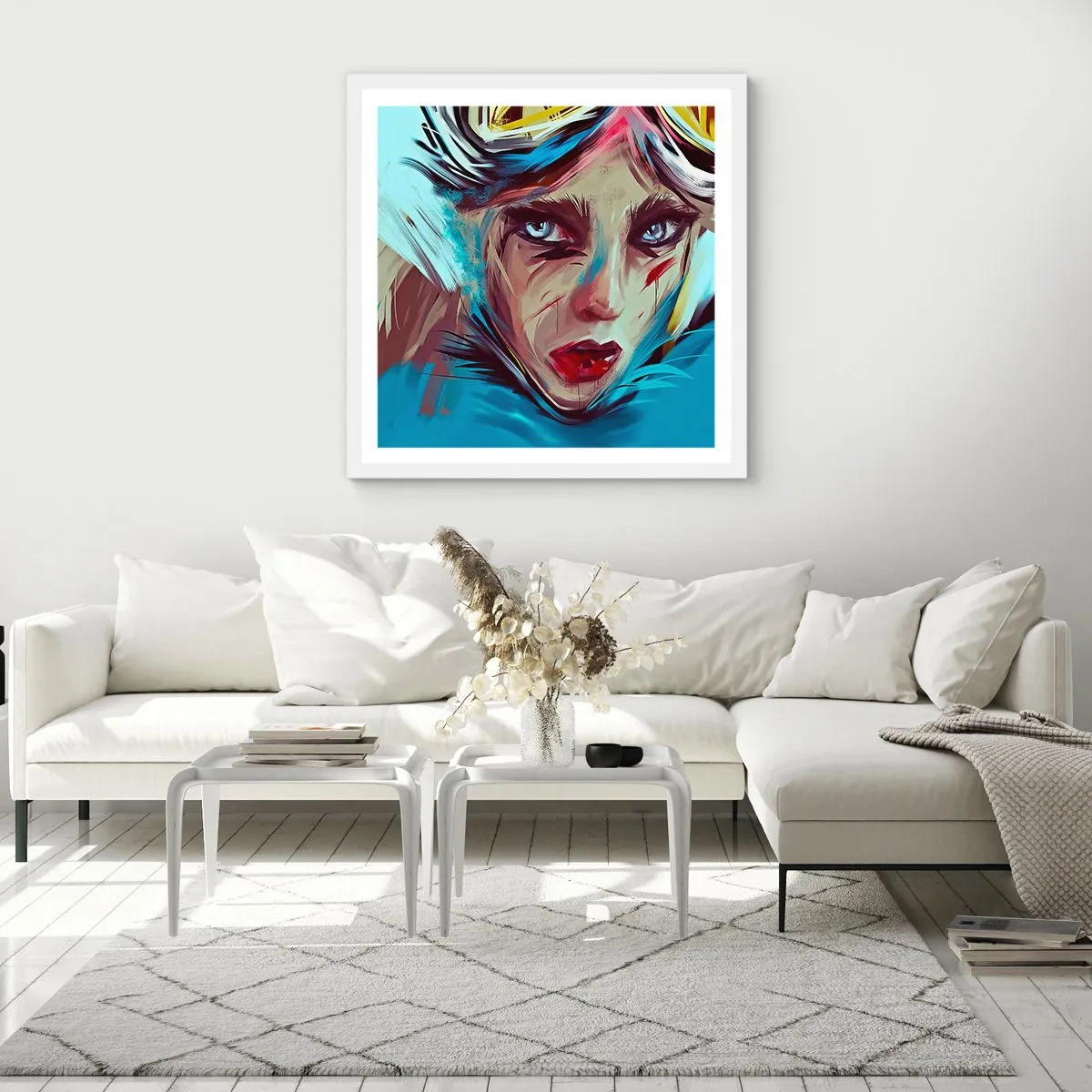 Poster in cornice bianca - La guerriera della strada - 60x60 cm