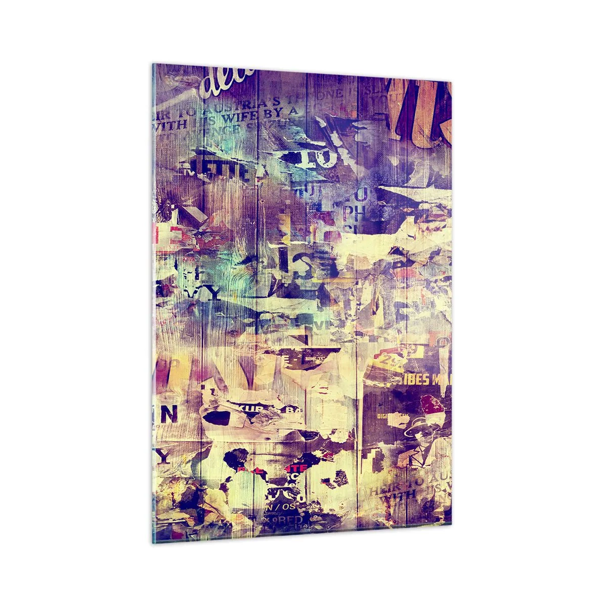 Quadro su vetro - Composizione astratta con texture urbane e graffiti - 50x70cm - E questo resterà - Decorazione murale moderna per soggiorno e camera da letto ARTTOR