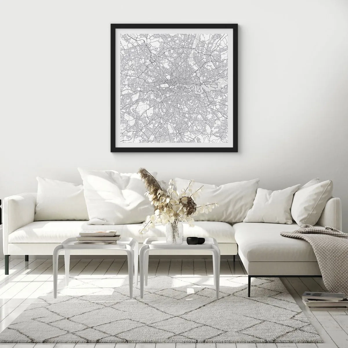 Poster in cornice nera - Mappa del labirinto di Londra - 60x60 cm