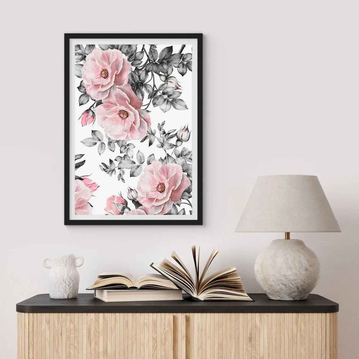 Poster in cornice nera - Perdersi tra le rose - 70x100 cm