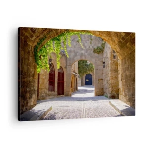 Quadro su tela - Stampe su Tela - Archi in pietra e strade acciottolate in stile medievale - 70x50cm - Adesso passerà il corteo - Decorazione murale moderna per soggiorno e camera da letto ARTTOR