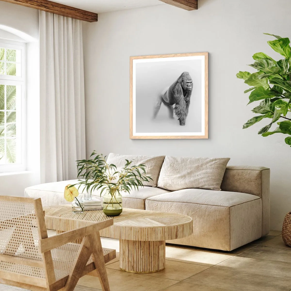 Poster in cornice rovere chiaro - Sicuro della propria forza - 60x60 cm