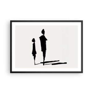 Poster in cornice nera - Silhouette di due persone in nero su sfondo chiaro - 70x50cm - Sicuramente insieme? - Decorazione murale moderna per soggiorno e camera da letto ARTTOR