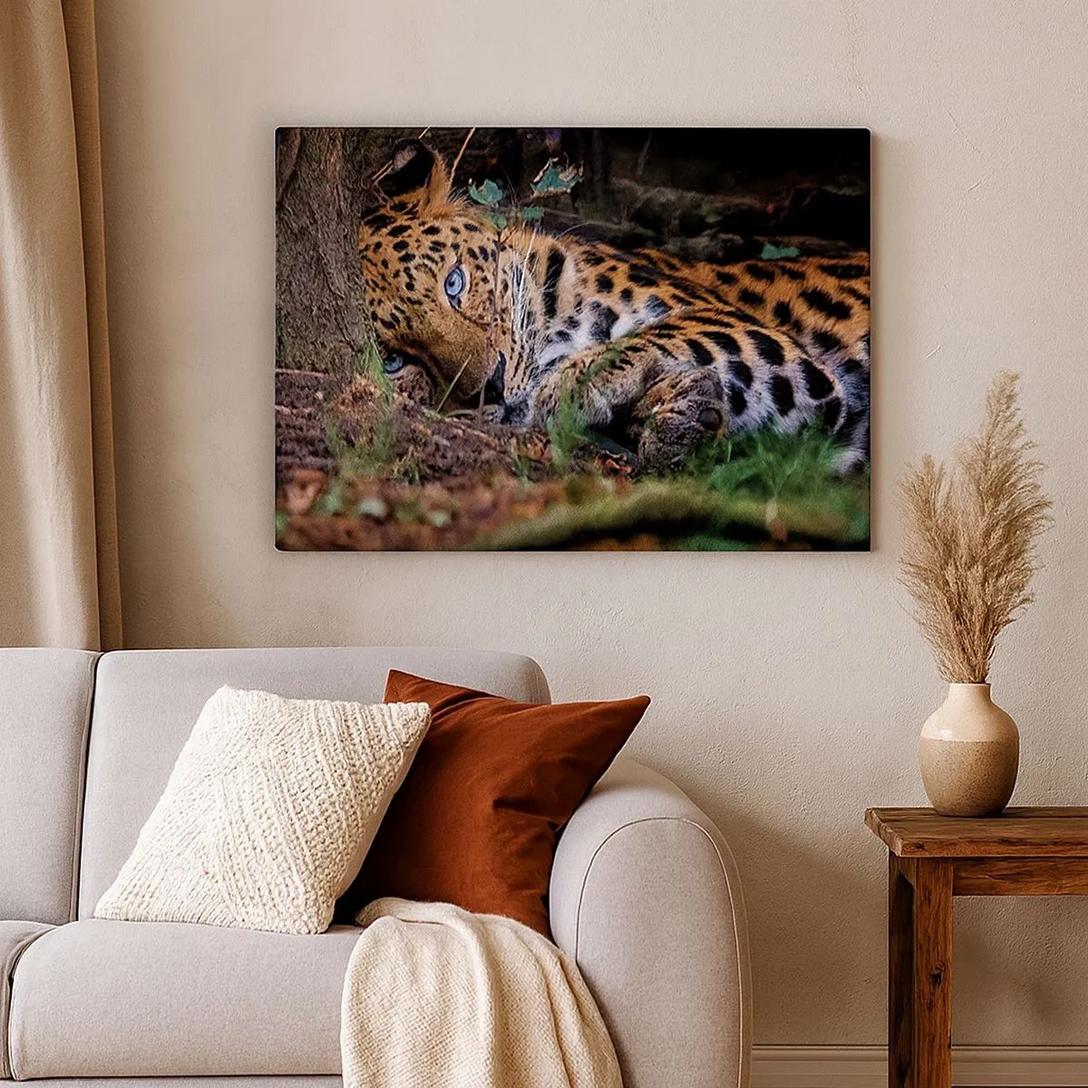 Quadro su tela - Stampe su Tela - Un leopardo sdraiato all'ombra degli alberi - 70x50cm - Fidati di me - Decorazione murale moderna per soggiorno e camera da letto ARTTOR