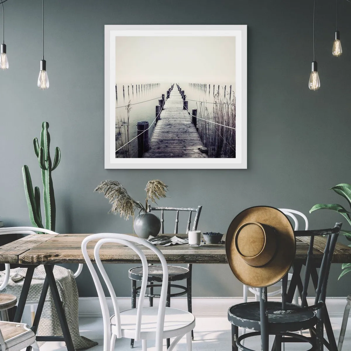 Poster in cornice bianca - Immergiti nella pace - 60x60 cm