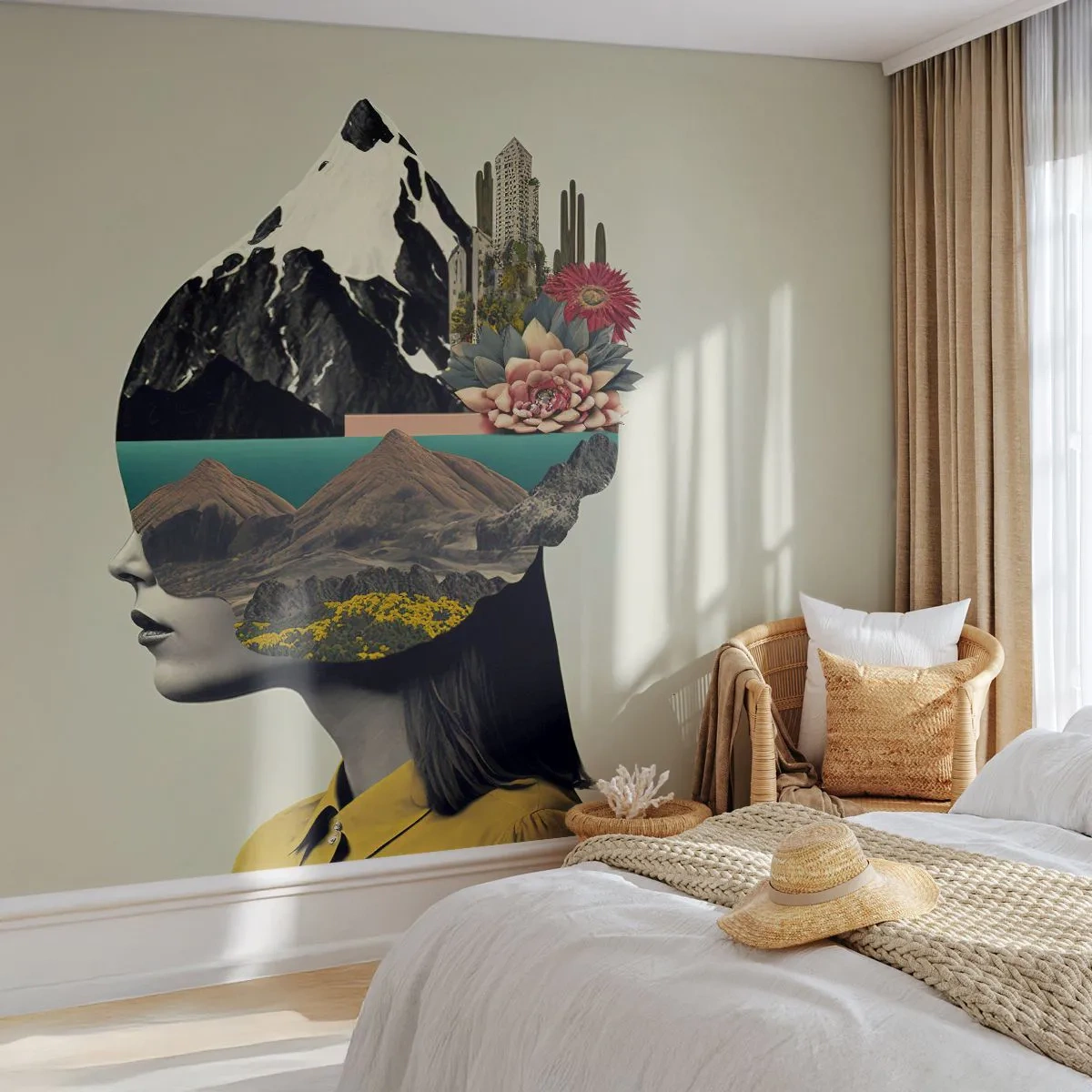 Fotomurali Standard Eco - La donna è sempre un mistero - Montagne, Mente, Testa - 400x280 cm