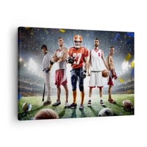 Quadro su tela - Stampe su Tela - Una scena dinamica di atleti di varie discipline nello stadio sotto i riflettori - 70x50cm - I campi dei gladiatori - Decorazione murale moderna per soggiorno e camera da letto ARTTOR