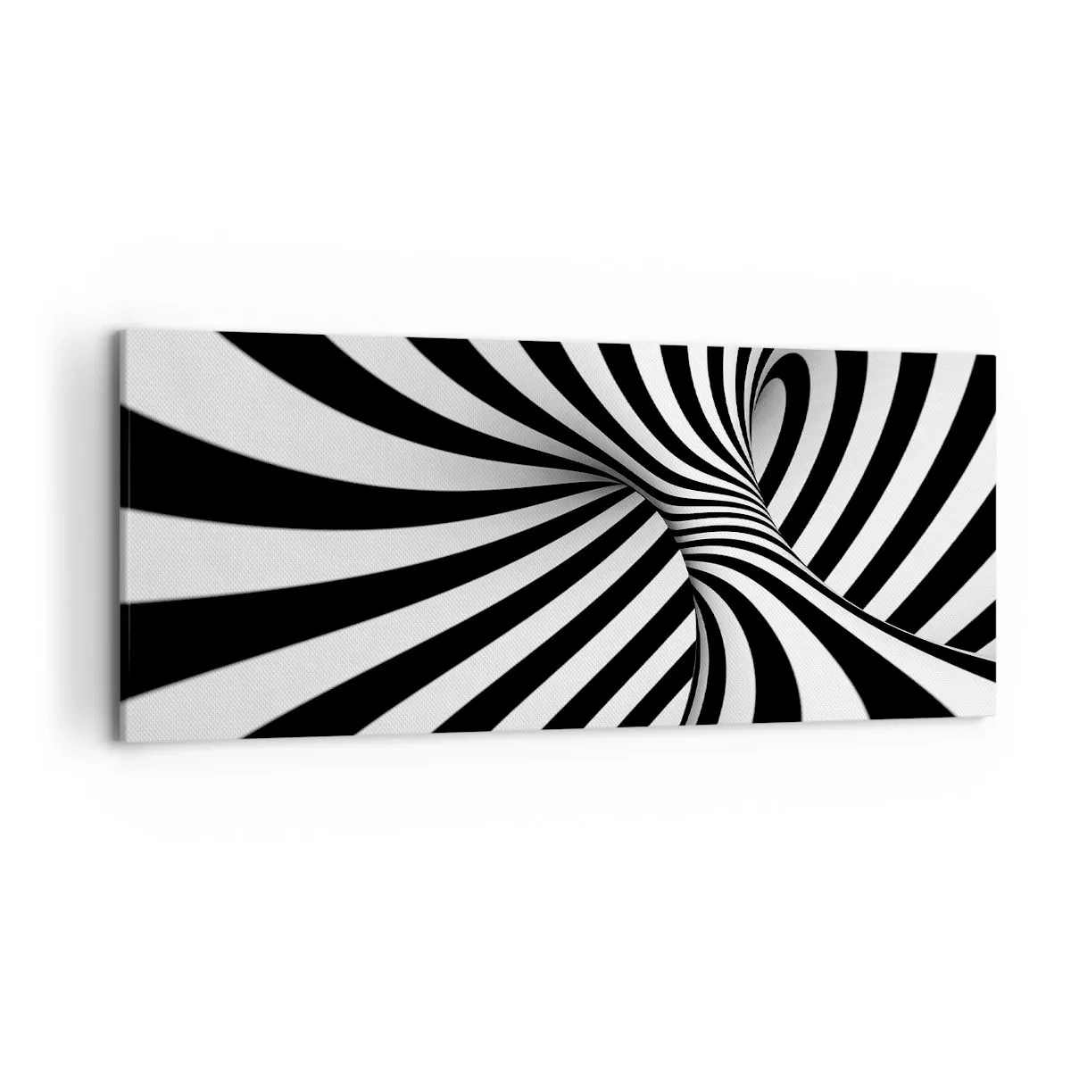 Quadro su tela - Stampe su Tela - Tunnel astratto con strisce a spirale bianche e nere - 120x50cm - Composizione: spazio danzante - Decorazione murale moderna per soggiorno e camera da letto ARTTOR
