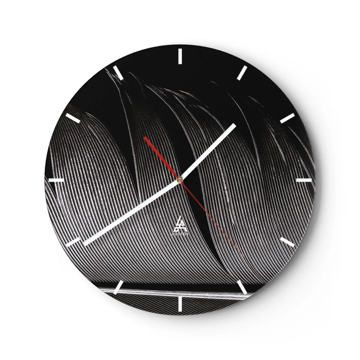 Orologio da parete - Orologio in Vetro - Piuma: struttura meravigliosa - 40x40 cm