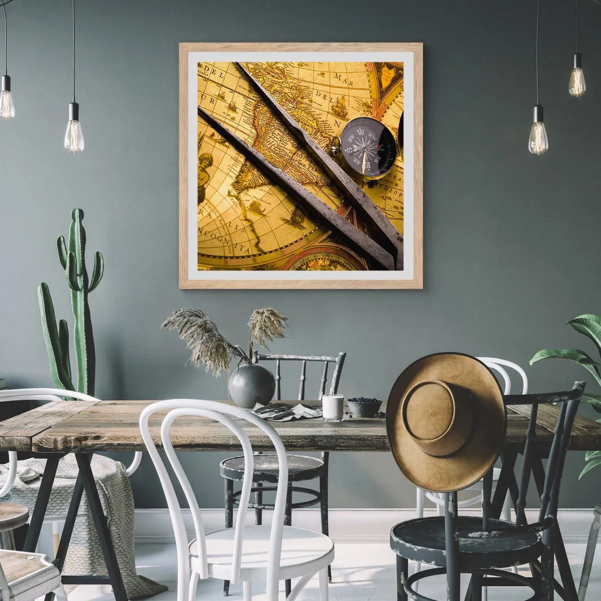 Poster in cornice rovere chiaro - Dove sono questi tesori? - 50x50 cm