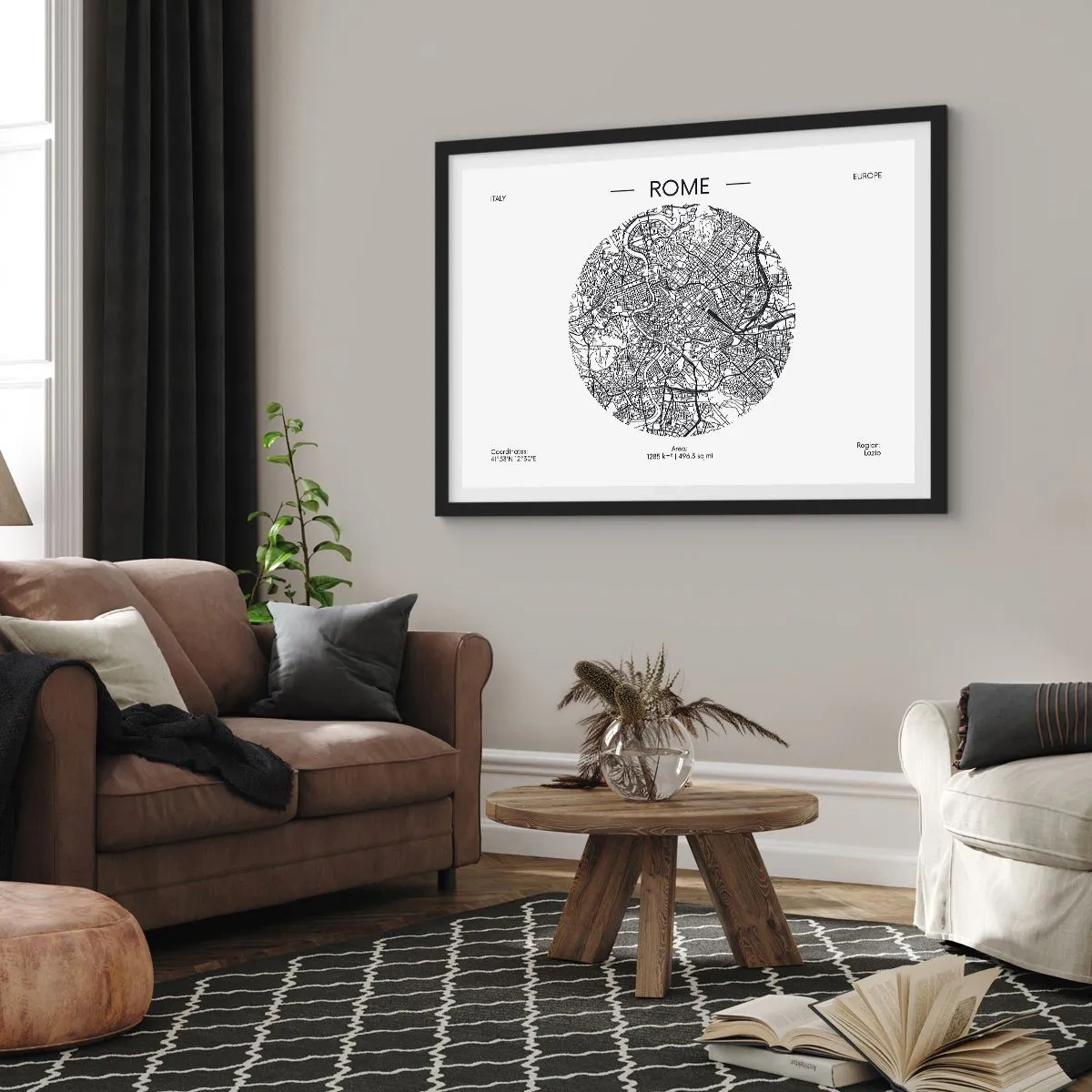 Poster in cornice nera - Anatomia di Roma - 91x61 cm