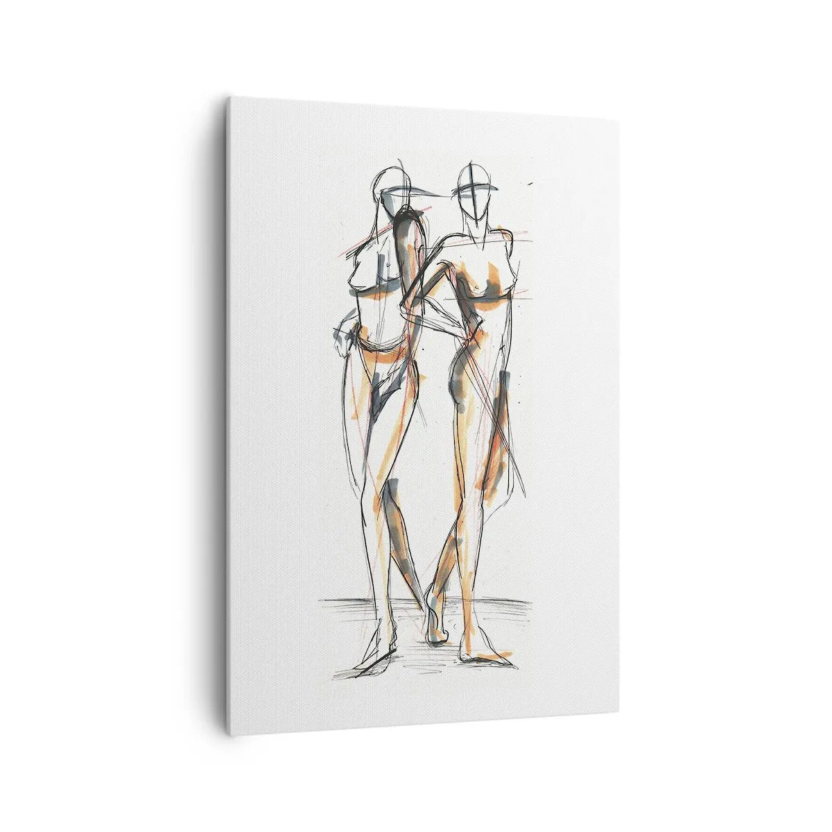 Quadro su tela - Stampe su Tela - Schizzo artistico di due sagome su sfondo bianco - 70x100cm - Studio di armonia - Decorazione murale moderna per soggiorno e camera da letto ARTTOR