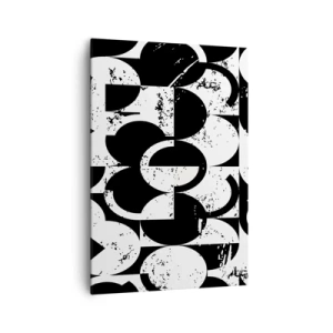 Quadro su tela - Stampe su Tela - Motivo geometrico astratto in bianco e nero con effetto vintage - 70x100cm - Il bianco è bianco, il nero è nero - Decorazione murale moderna per soggiorno e camera da letto ARTTOR