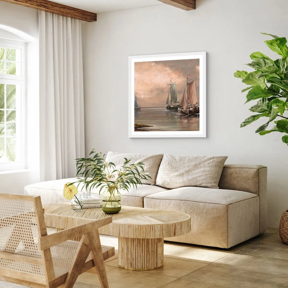 Poster in cornice bianca - Il ritorno dei marinai - 30x30 cm