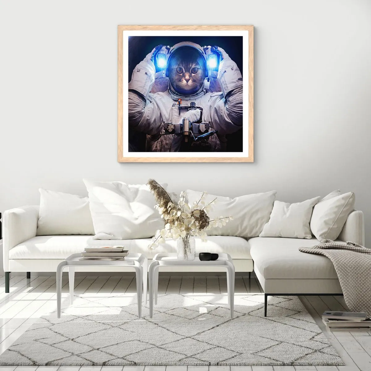 Poster in cornice rovere chiaro - Houston, avete un problema - 50x50 cm