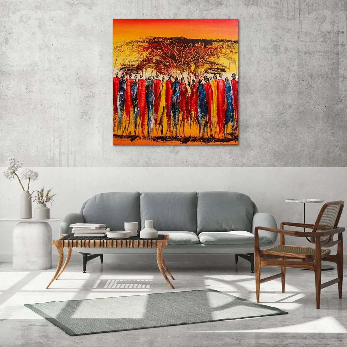 Quadro su vetro - Al suono dei tam tam - 40x40 cm