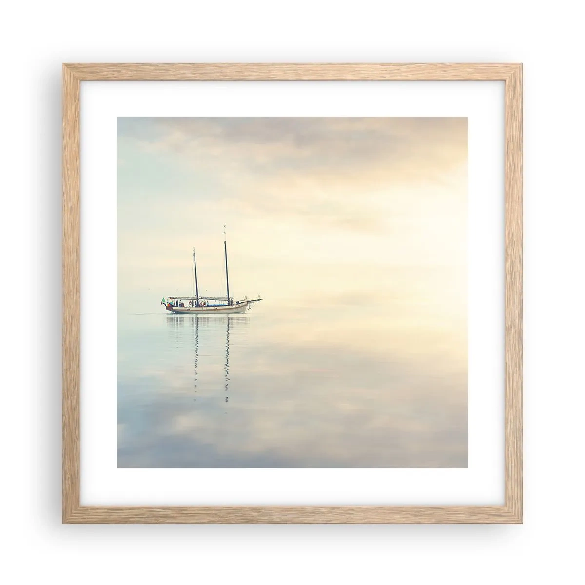 Poster in cornice rovere chiaro - Silenzio in mare - 40x40 cm