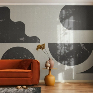 Fotomurali Premium Sand - Composizione geometrica astratta in nero e grigio - 100x70cm - Composizione sopra e sotto - Decorazione murale moderna per soggiorno e camera da letto ARTTOR