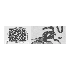 Campione di Fotomurale Premium Canvas - Astrazione: la danza della gioia - Boho, Bianco e nero, Minimalismo - 100x30 cm