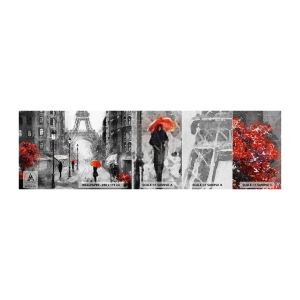 Campione di Fotomurale Premium Canvas - Tutte le strade portano da lei - Città, Parigi, Torre Eiffel - 100x30 cm