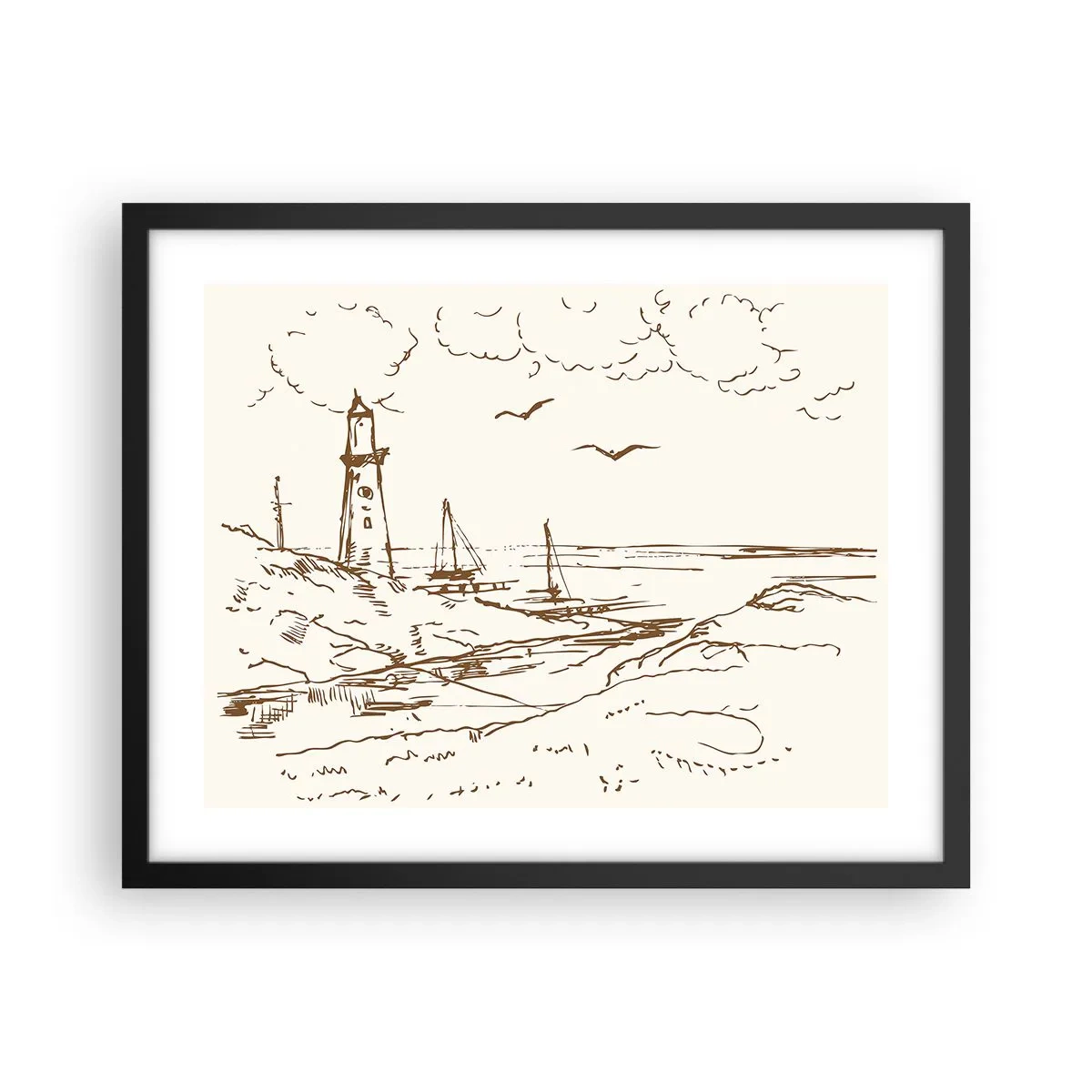Poster in cornice nera - Schizzo dei ricordi d'estate - 50x40 cm