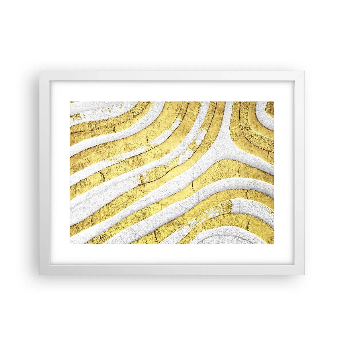 Poster in cornice bianca - Composizione in bianco e oro - 40x30 cm