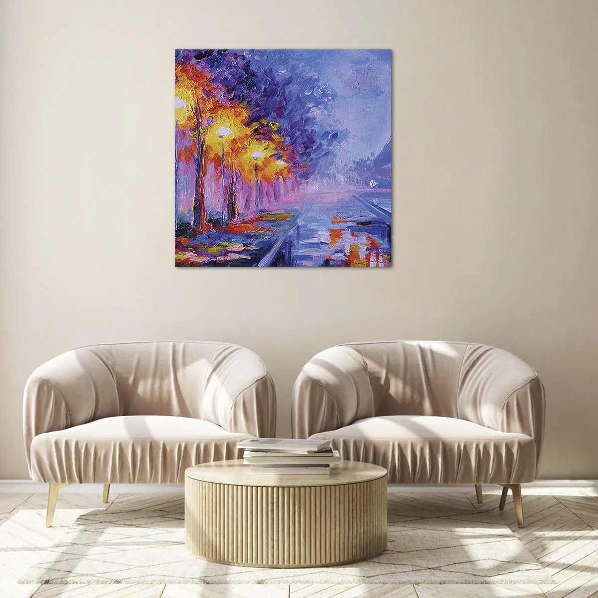 Quadro su vetro - Passeggiata da sogno - 70x70 cm