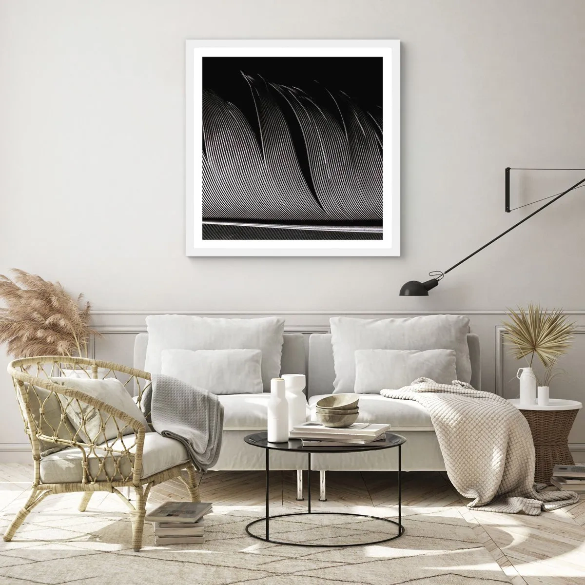 Poster in cornice bianca - Piuma: struttura meravigliosa - 40x40 cm