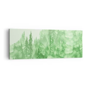 Quadro su tela - Stampe su Tela - Foresta verde in stile acquerello su sfondo chiaro - 140x50cm - Sfocato da una nebbia verde - Decorazione murale moderna per soggiorno e camera da letto ARTTOR