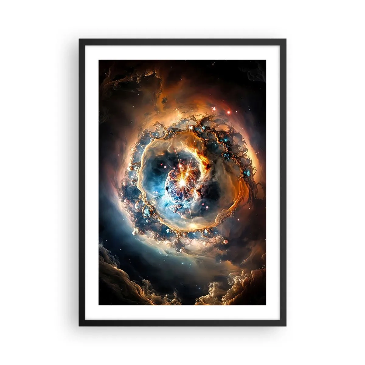 Poster in cornice nera - Un'esplosione cosmica di luce ed energia nello spazio galattico. - 50x70cm - L'inizio - Decorazione murale moderna per soggiorno e camera da letto ARTTOR