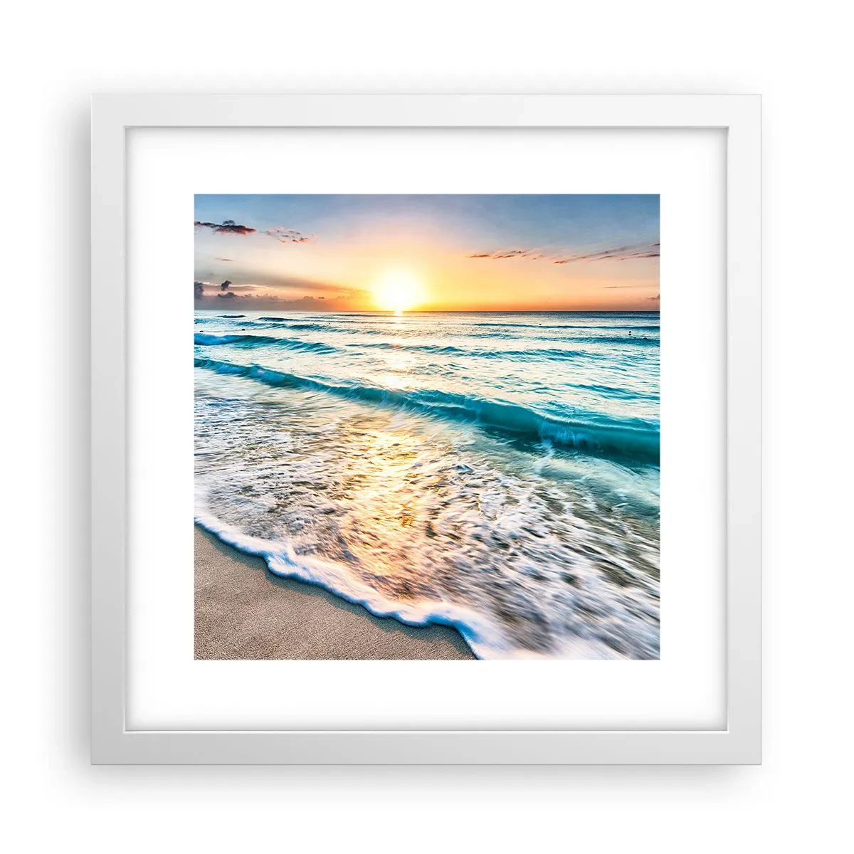 Poster in cornice bianca - Tramonto sul mare - 30x30 cm