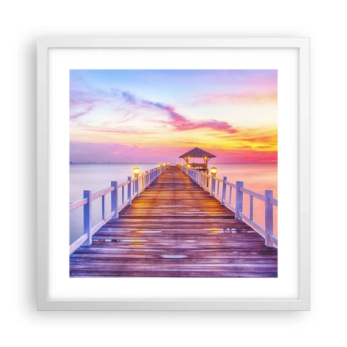 Poster in cornice bianca - Silenzio della sera in lilla e oro - 40x40 cm