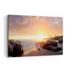 Quadro su tela - Stampe su Tela - Tramonto sulla costa rocciosa - 100x70cm - La luminosa brezza della sera - Decorazione murale moderna per soggiorno e camera da letto ARTTOR