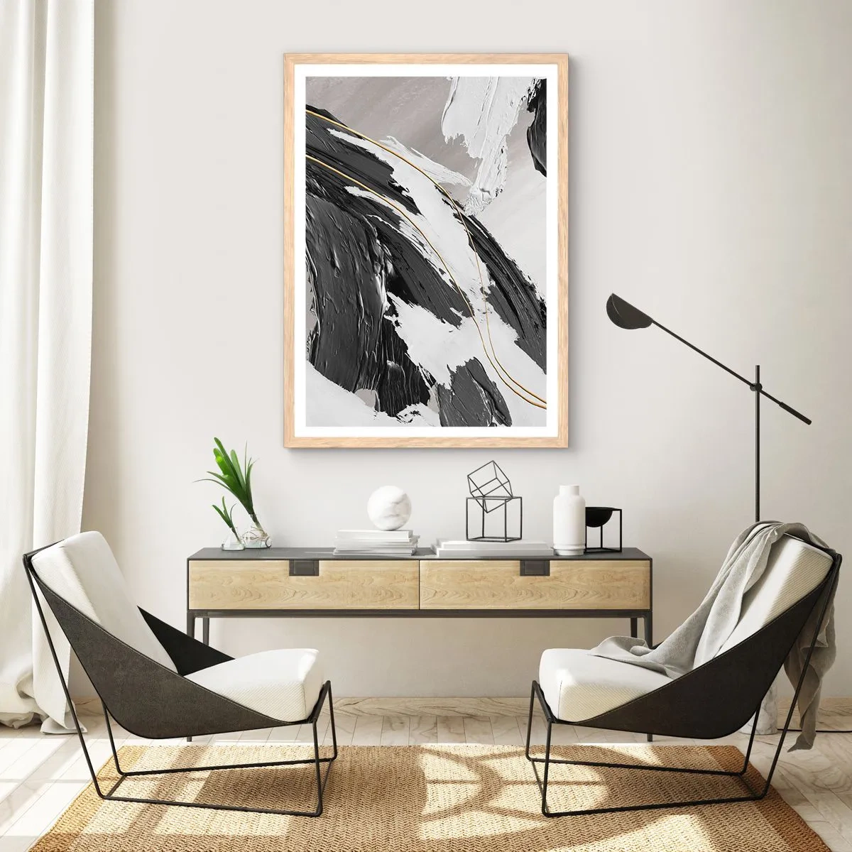 Poster in cornice rovere chiaro - Astrazione con sfarzo - 40x50 cm