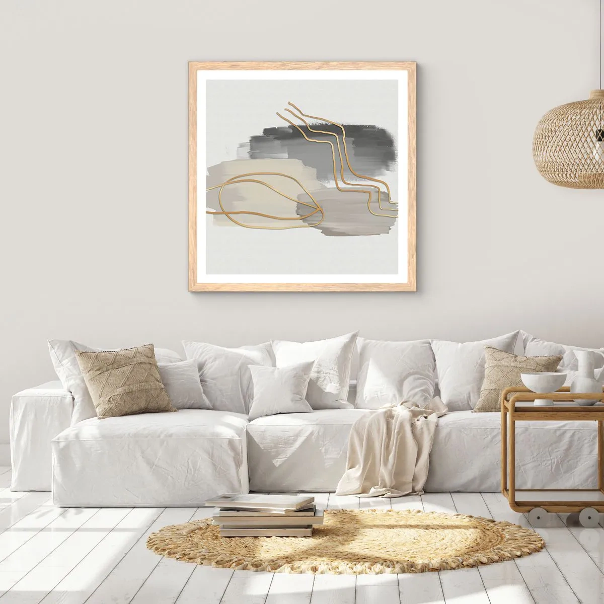 Poster in cornice rovere chiaro - Durata e movimento - 40x40 cm
