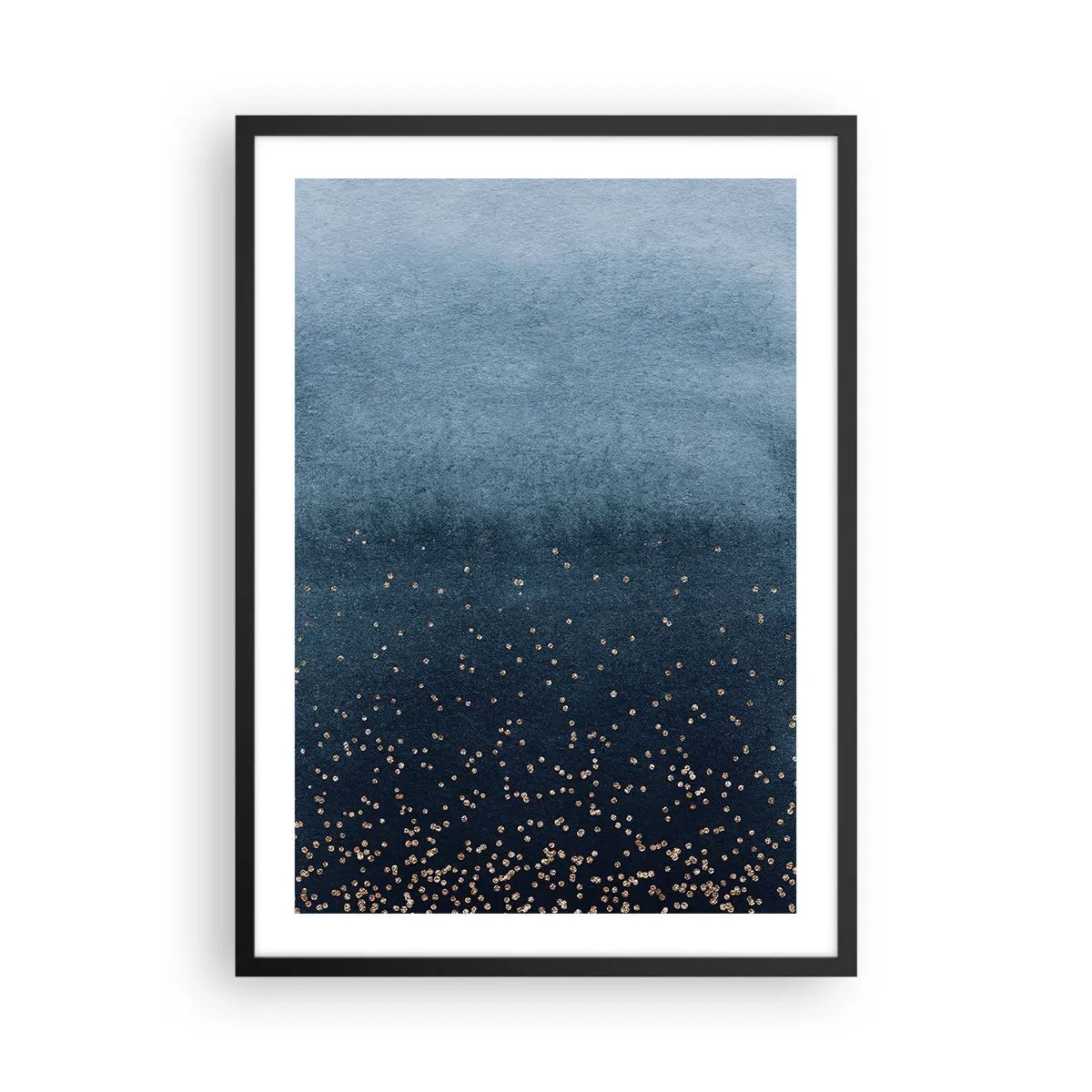 Poster in cornice nera - Sfumatura blu con accenti dorati - 50x70cm - Composizione: fasi blu - Decorazione murale moderna per soggiorno e camera da letto ARTTOR