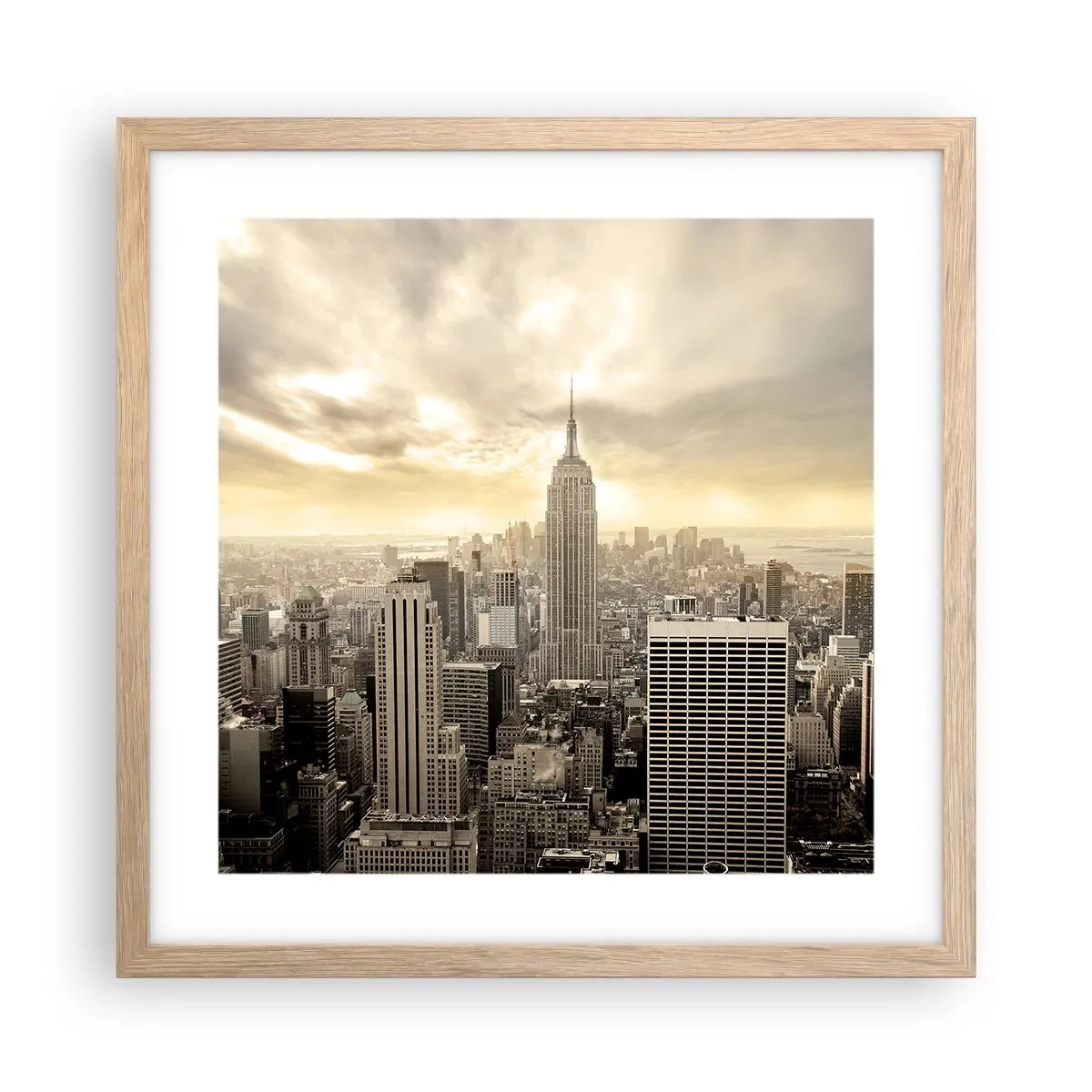 Poster in cornice rovere chiaro - New York in grigio - 40x40 cm