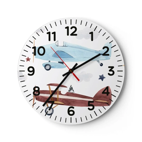 Orologio da parete - Orologio in Vetro - Aspettando il pilota - 30x30 cm
