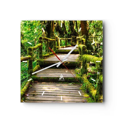 Orologio da parete - Orologio in Vetro - Un corridoio nel verde - 40x40 cm