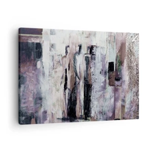 Quadro su tela - Stampe su Tela - Una composizione astratta con tre figure in colori pastello. - 70x50cm - Triade misteriosa - Decorazione murale moderna per soggiorno e camera da letto ARTTOR
