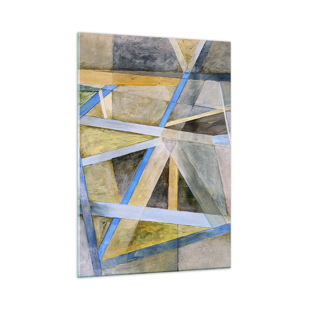 Quadro su vetro - Composizione astratta con forme geometriche - 50x70cm - Dritto o obliquo? - Decorazione murale moderna per soggiorno e camera da letto ARTTOR