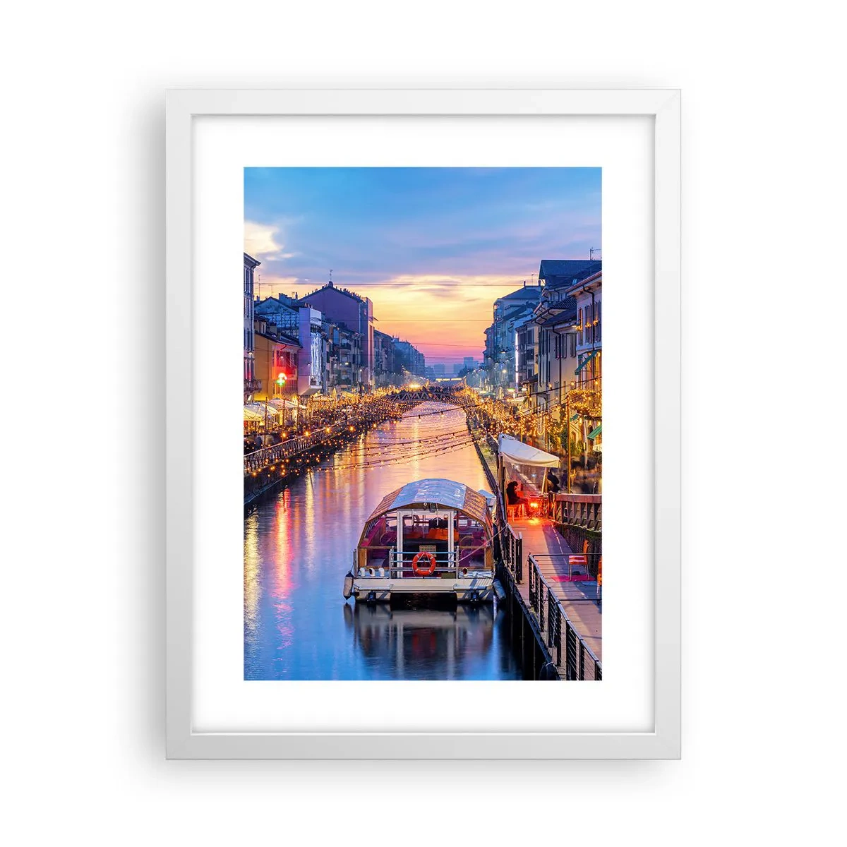 Poster in cornice bianca - Sera di luce e di divertimento - 30x40 cm