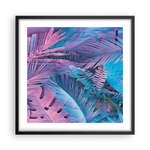 Poster in cornice nera - Tropici in rosa e blu - 50x50 cm