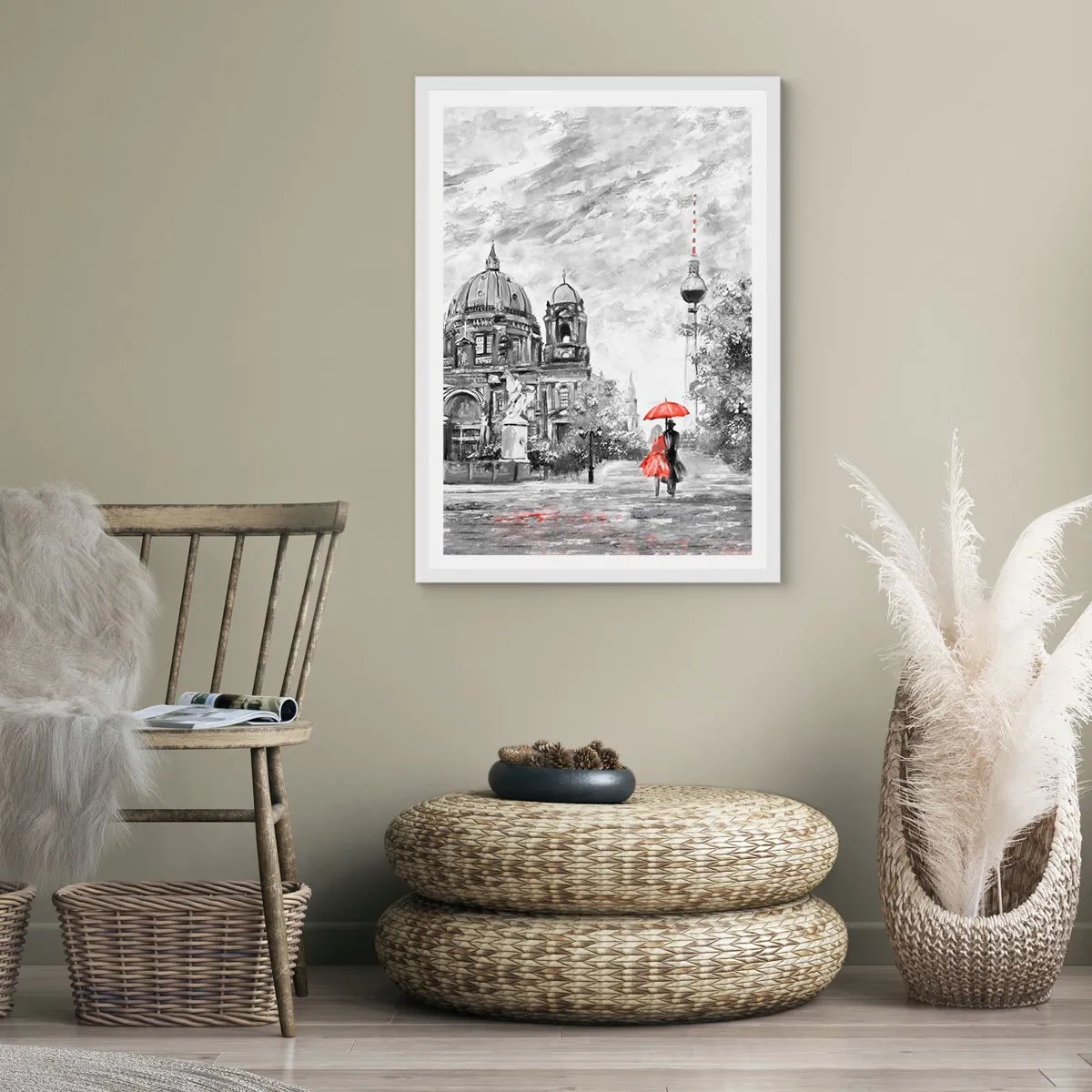 Poster in cornice bianca - Incontro a Berlino - 50x70 cm