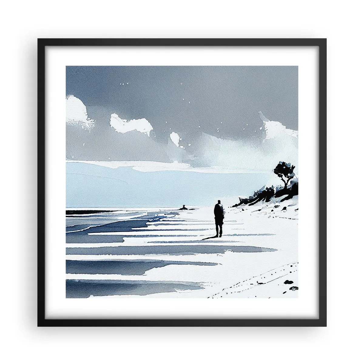 Poster in cornice nera - Solo con se stesso - 50x50 cm